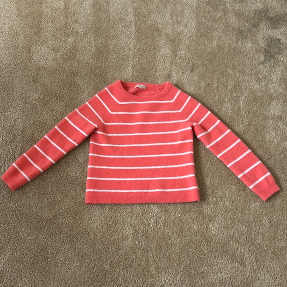 Girls Striped Coral cashmere sweater